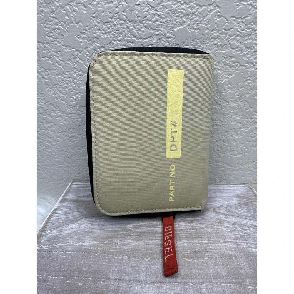 $72 🌙 Diesel Spare Parts Tan Khaki Fabric Wallet‎ Zip Around VINTAGE Y2K